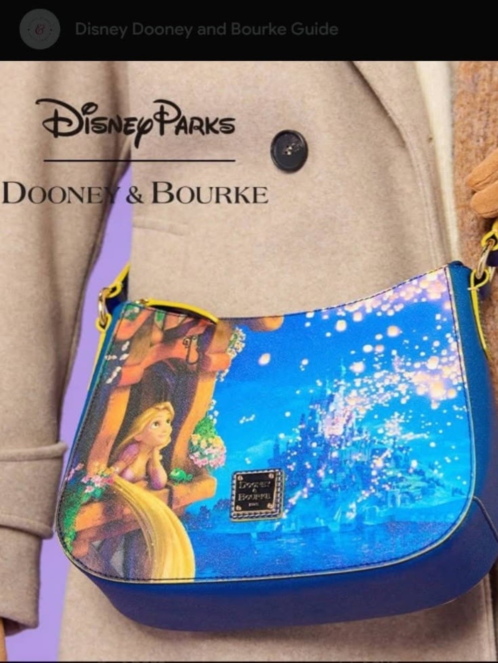 Dooney & Bourke Blue Rapunzel Disney Parks Crossbody with Gold Hardware